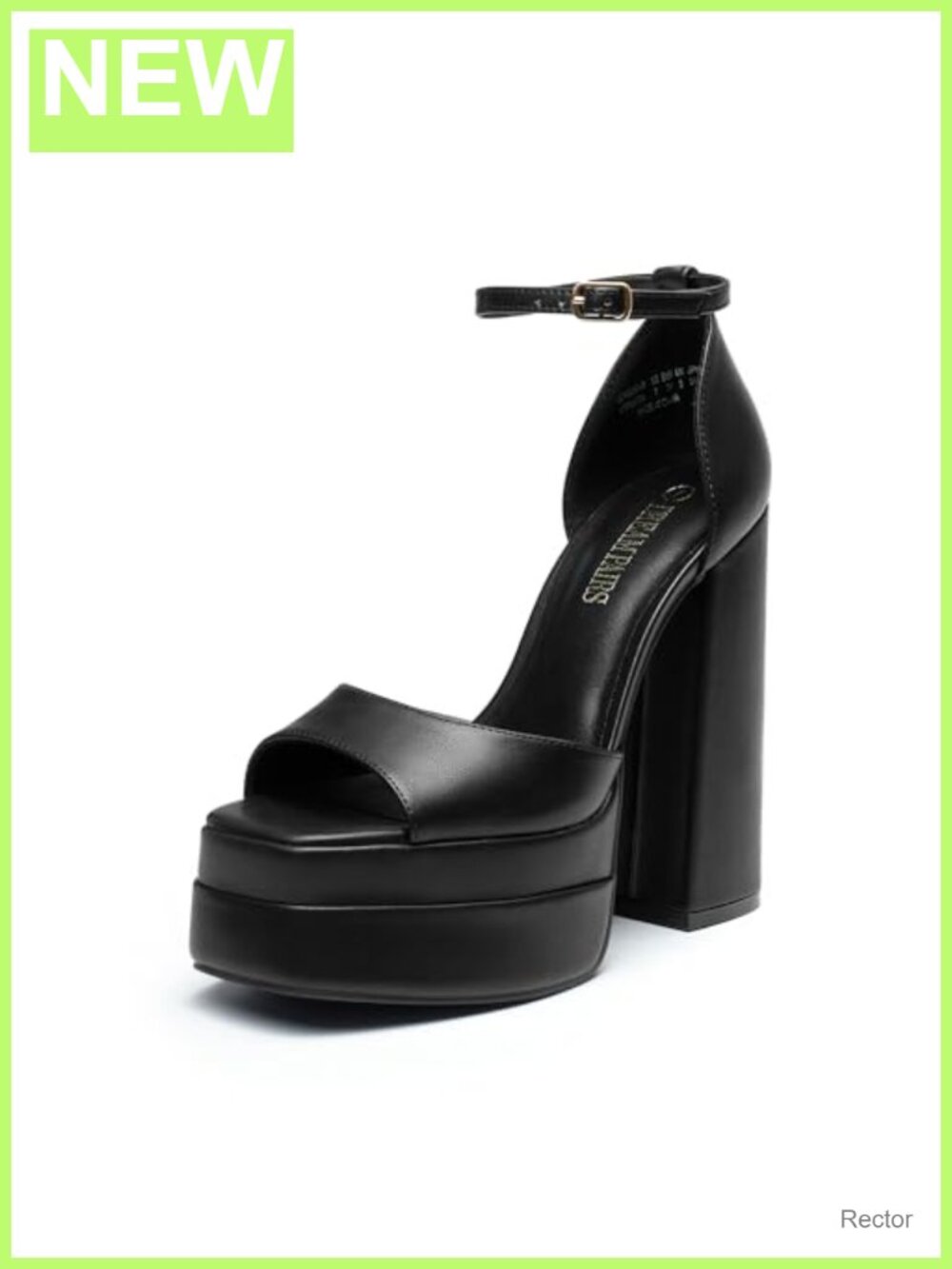 Women's Platform Chunky Block Heel Sandals Ankle Strap Square Toe Faux Leather